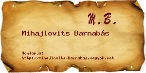 Mihajlovits Barnabás névjegykártya